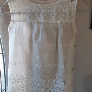 True Vintage White BLOUSE TOP Side Button Small